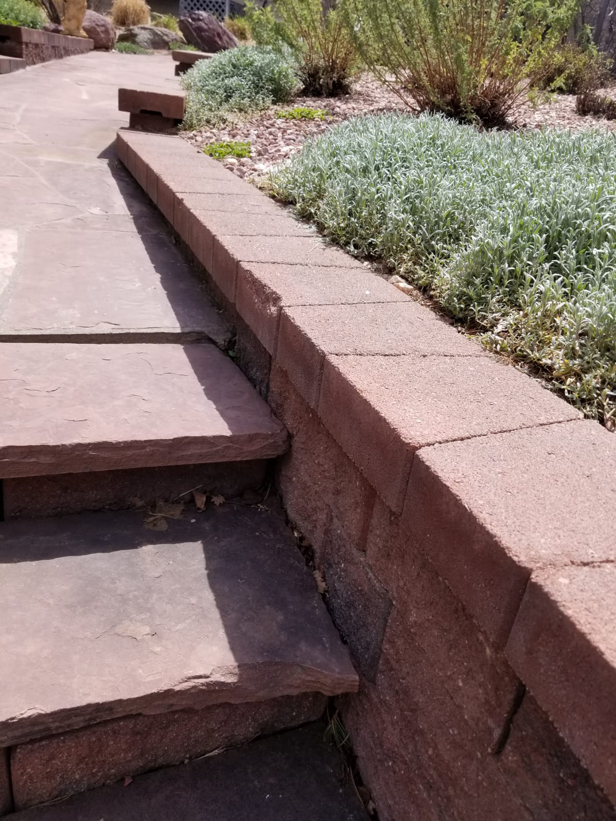 Stone steps and landscaping detail